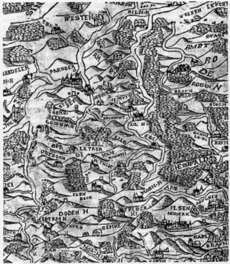 Älteste bekannte Karte der Herrschaft Kanstein 1572 Älteste bekannte Karte der Herrschaft Kanstein 1572